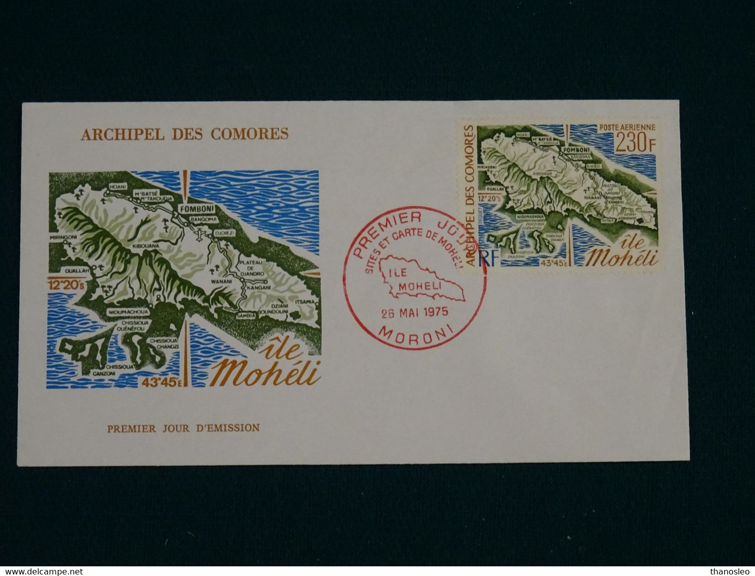 Comores 1975 Ile Moheli FDC VF - Brieven En Documenten