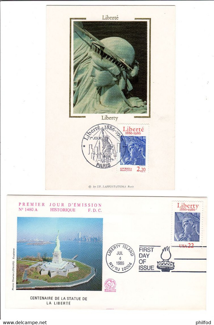 1986 - Statut De La Liberté  - Maxi Carte Et Enveloppe  FDC - Andere & Zonder Classificatie