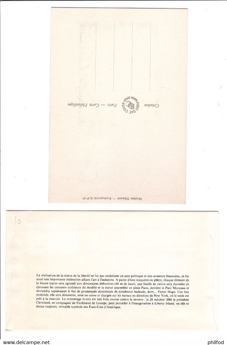 1986 - Statut De La Liberté  - Maxi Carte Et Enveloppe  FDC - Andere & Zonder Classificatie