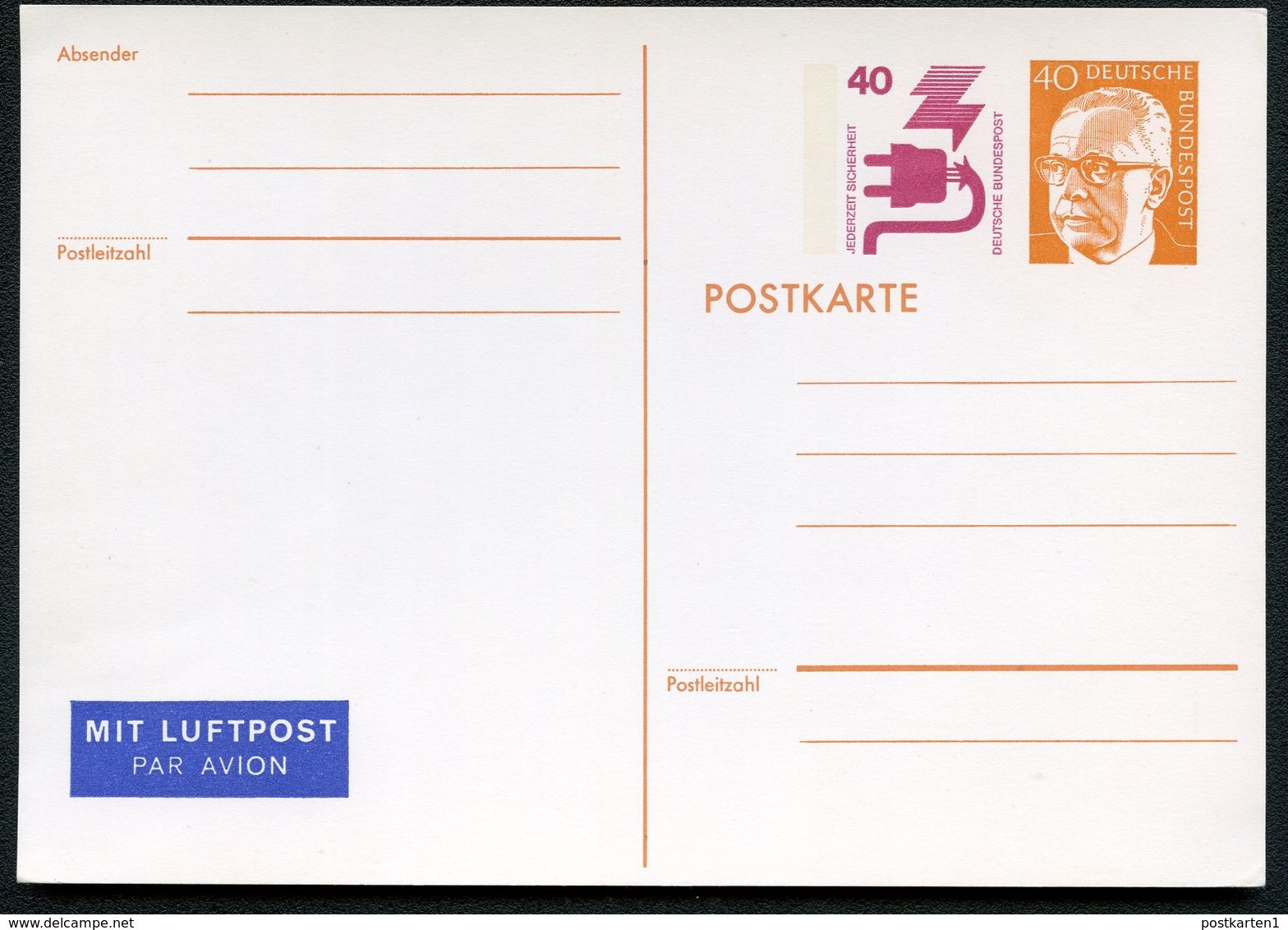 Bund PP62 A2/001 Privat-Postkarte 1974  NGK 5,00 € - Privé Postkaarten - Ongebruikt