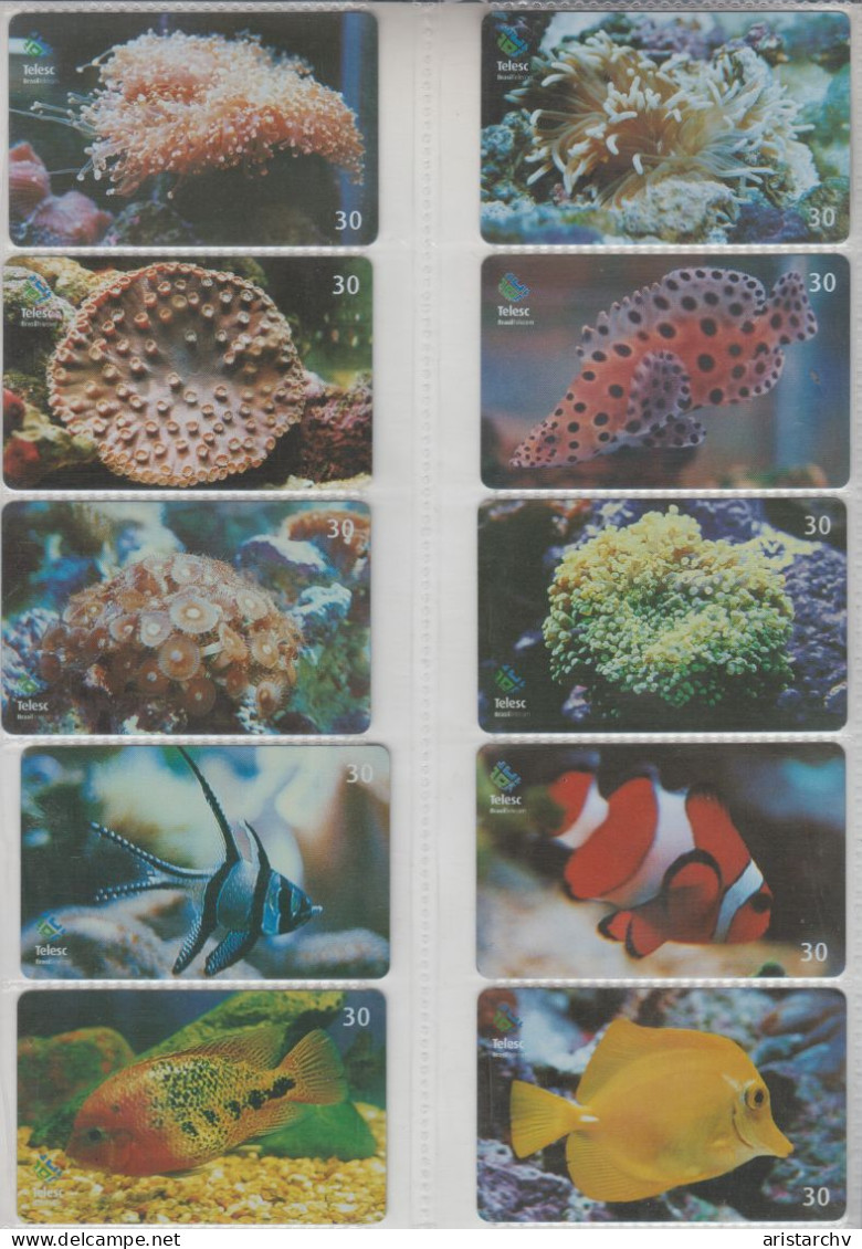 BRASIL 2001 FISH CORAL POLYPS 10 PHONE CARDS - Peces