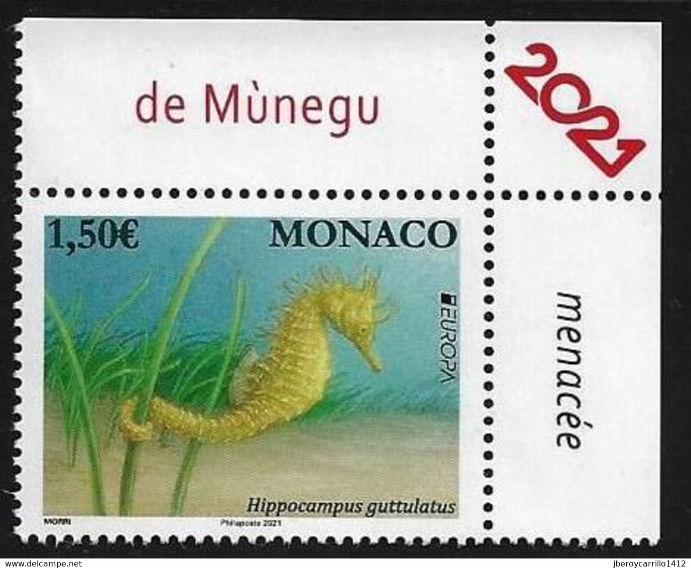 MONACO  -EUROPA 2021 - "FAUNA NACIONAL EN PELIGRO DE EXTINCIÓN - ENDANGERED NATIONAL WILDLIFE"- SERIE - CH - DER - 2021