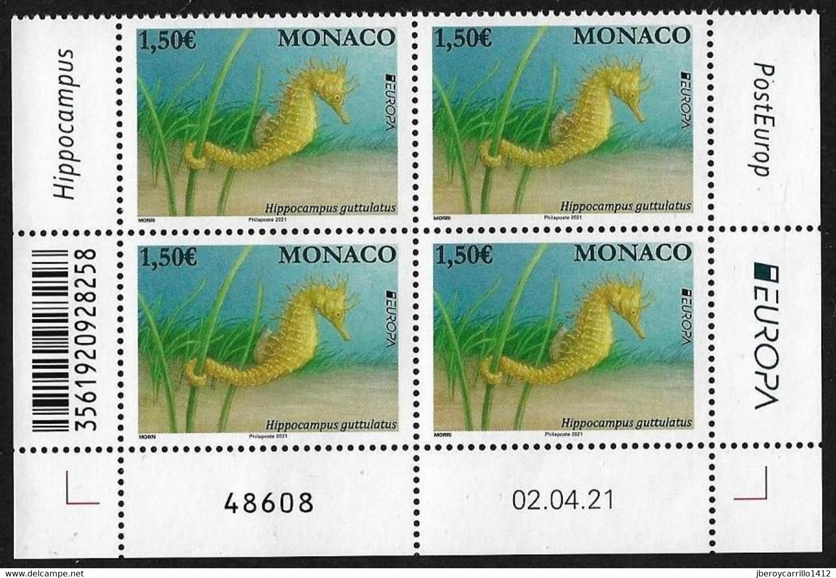 MONACO  -EUROPA 2021 - "FAUNA NACIONAL EN PELIGRO DE EXTINCIÓN - ENDANGERED NATIONAL WILDLIFE"- BLOQUE De 4 - CB - INF - 2021