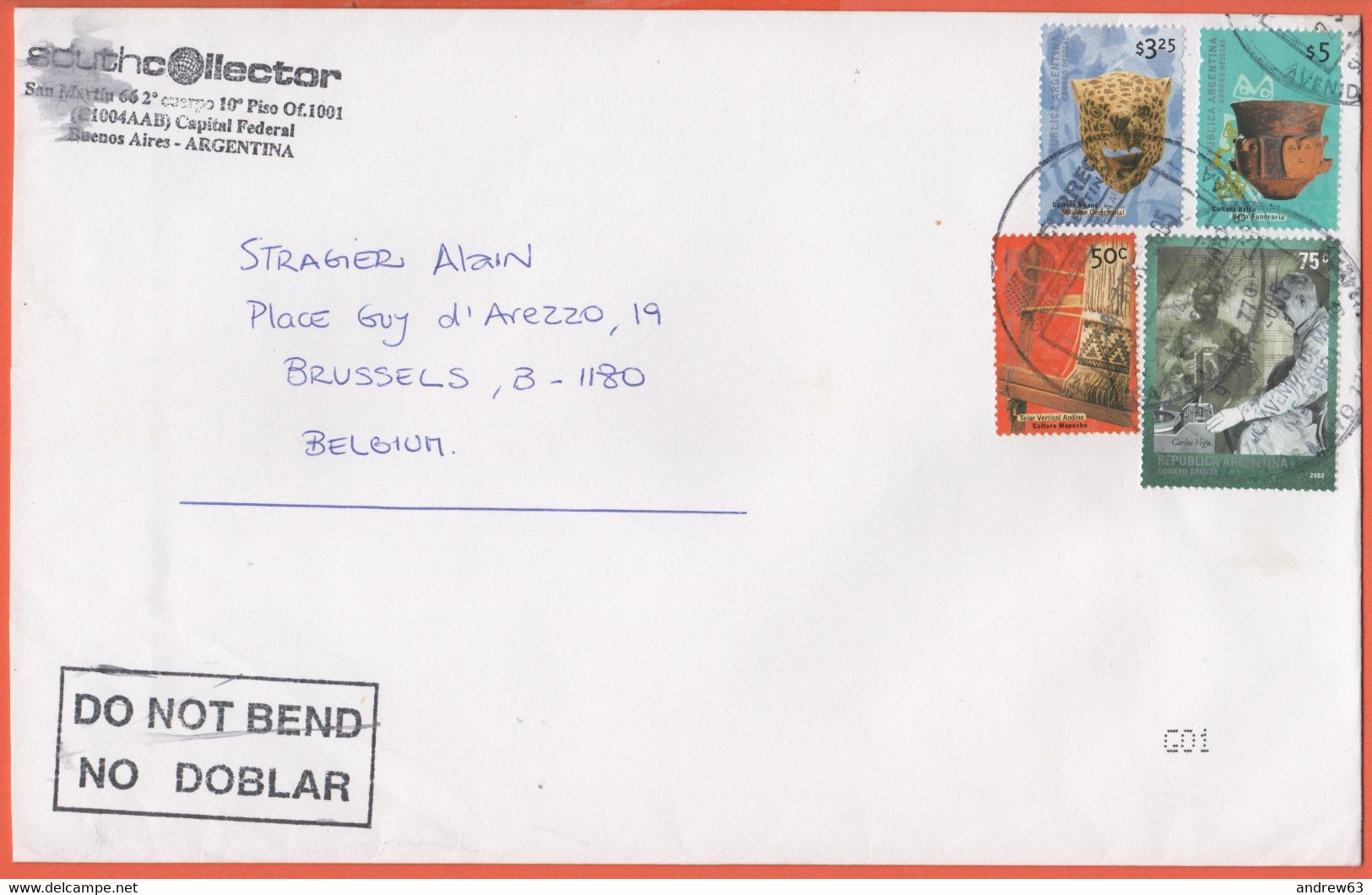 ARGENTINA - 2005 - 4 Stamps - Medium Envelope - Viaggiata Da Buenos Aires Per Bruxelles, Belgium - Briefe U. Dokumente