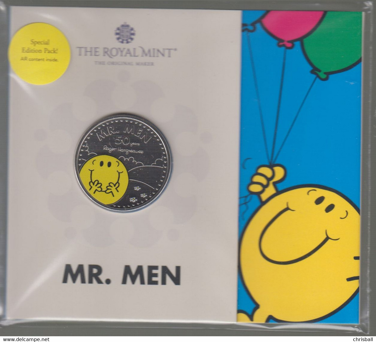 Great Britain UK £5 Five Pound  Coin Mr Men Coloured Limited Edition - 2021 Royal Mint Pack - 2 Pounds