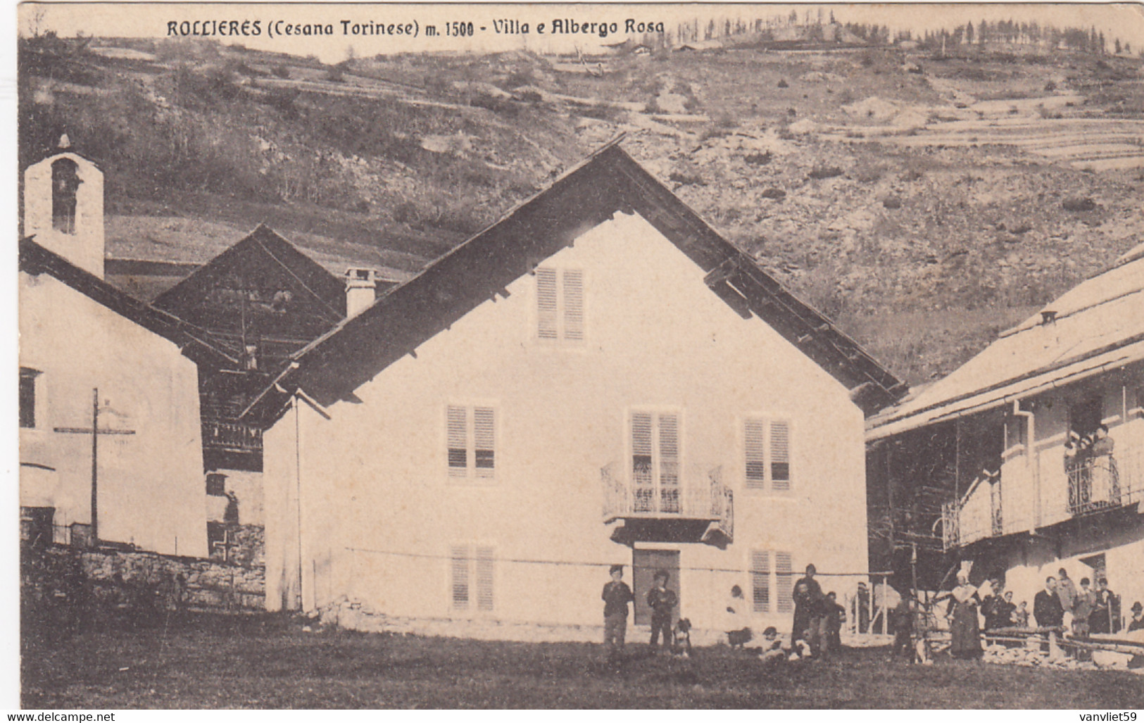 ROCCIERES-CESANA TORINESE-TORINO-VILLA E ALBERGO=ROSA=-CARTOLINA NON VIAGGIATA-1915-1925 - Andere & Zonder Classificatie