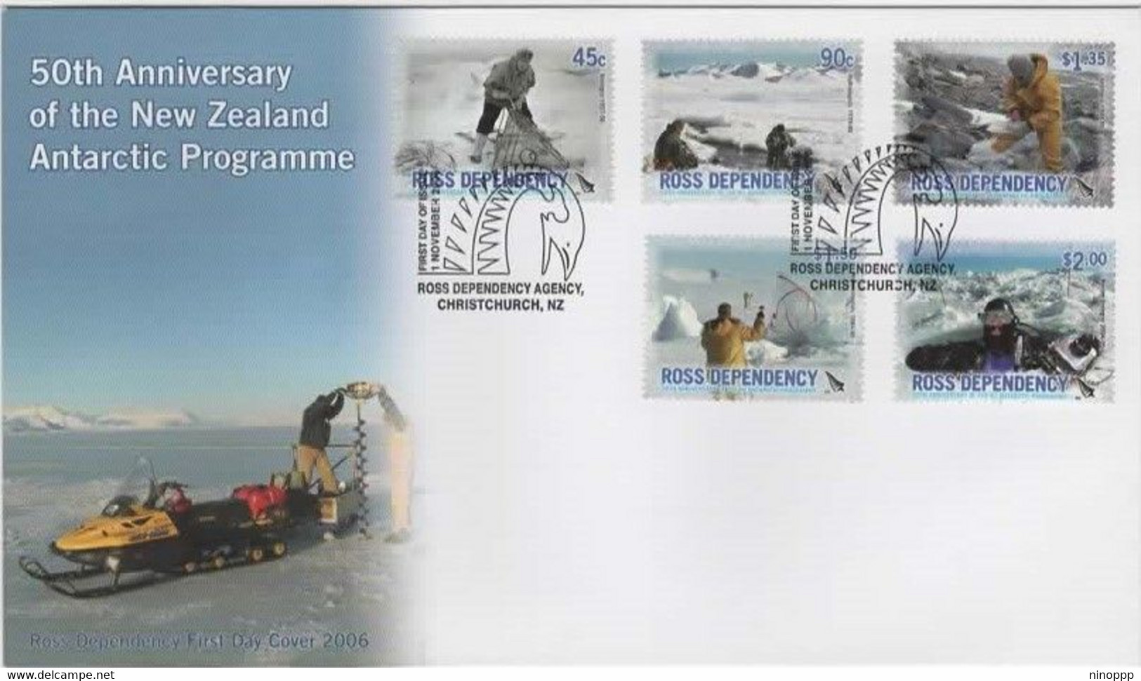 Ross Dependency SG 99-103  2006 50th Anniversary NZ Antarctic Programme,,First Day Cover - FDC