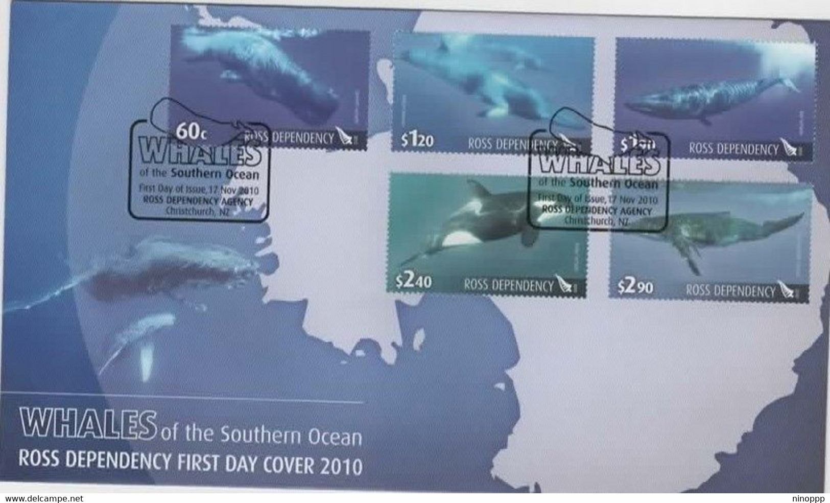 Ross Dependency SG 120-24 2010  Whales,First Day Cover, - FDC