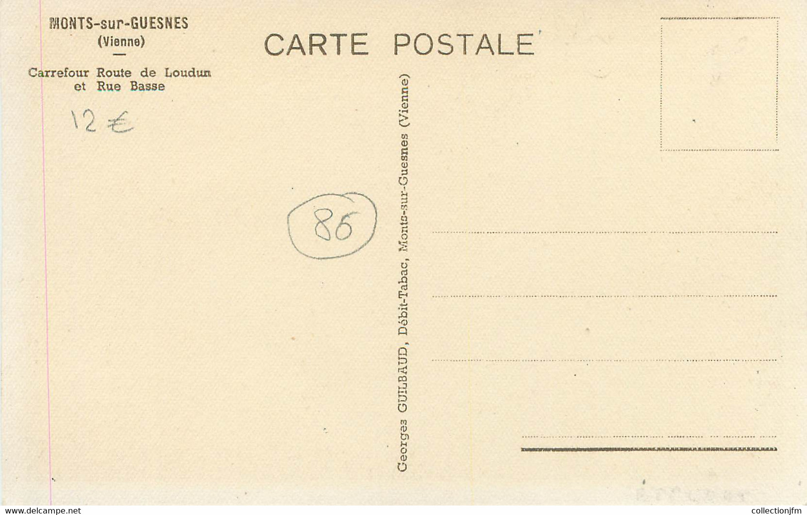 CPA FRANCE 86 "Monts Sur Guesnes, Carrefour Route De Loudun, Rue Basse" - Monts Sur Guesnes