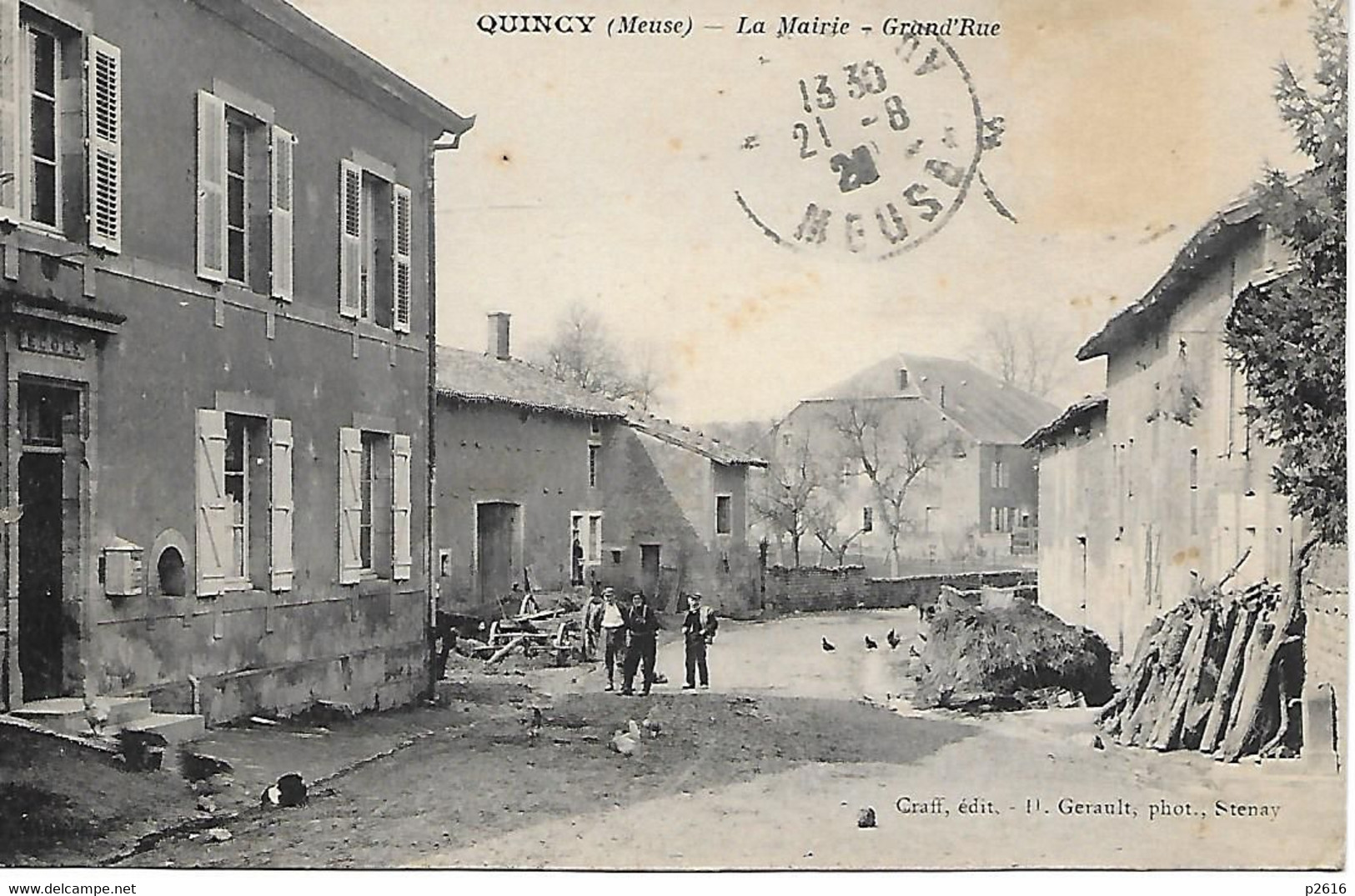 QUINCY -  1928 - PRES DE STENAY -  LA MAIRIE -  GRAND RUE - Stenay