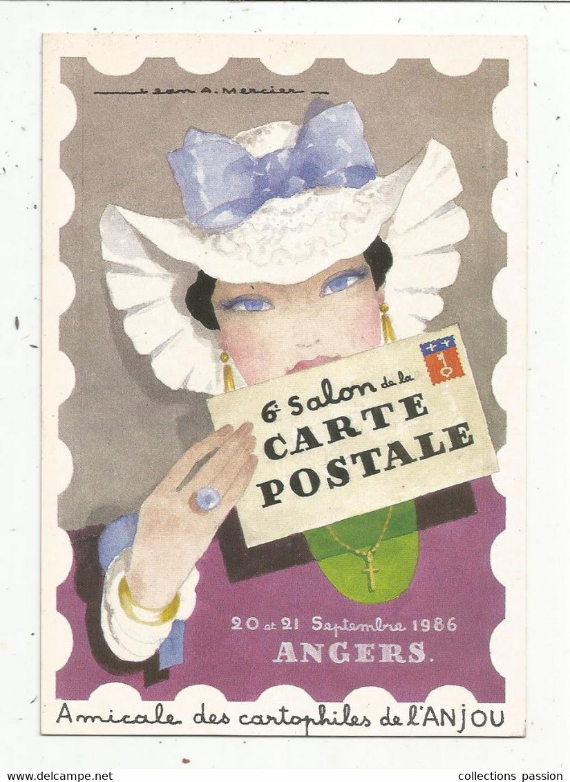 Cp, Bourses & Salons De Collections, Vierge , 6 E Salon De La Carte Postale 1986 ,ANGERS ,vierge - Bourses & Salons De Collections
