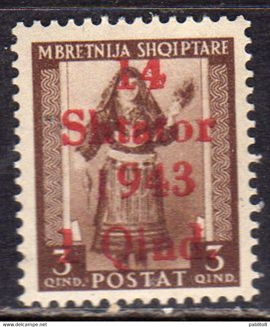 ALBANIA OCCUPAZIONE TEDESCA GERMAN OCCUPATION 1943 SOPRASTAMPATO 14 SHTATOR SETTEMBRE SURCHARGED 1q Su 3q MNH - German Occ.: Albania