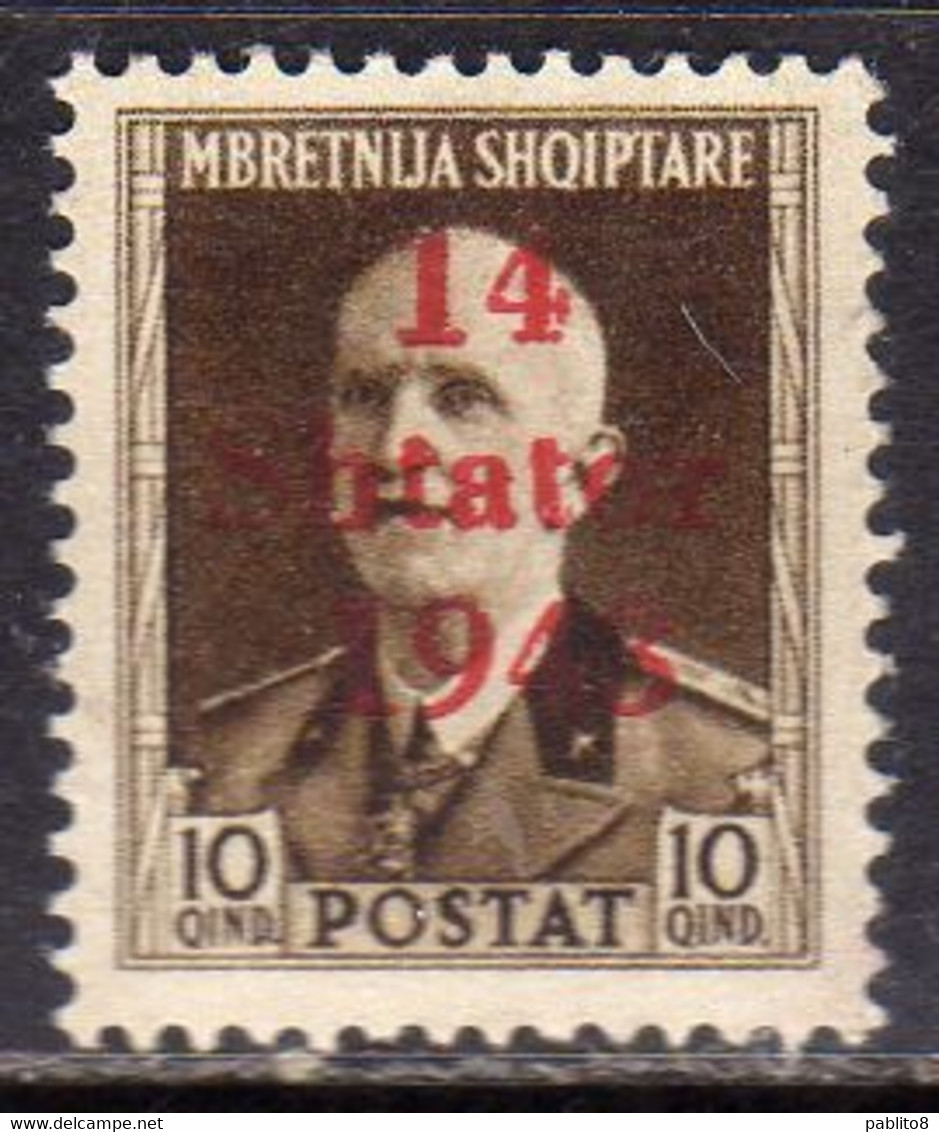 ALBANIA OCCUPAZIONE TEDESCA GERMAN OCCUPATION 1943 SOPRASTAMPATO 14 SHTATOR SETTEMBRE OVERPRINTED 10q MNH - Duitse Bez.: Albanië