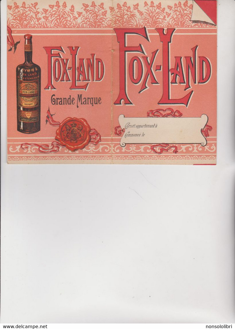 LIBRETTO NOTES PUBBLICITARIO :  RUM  FOX-LAND  -  GRANDE  MARQUE , - Afiches