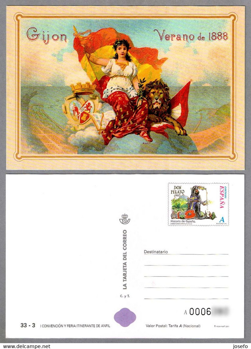 GIJON - VERANO DE 1888 - Leon - Lion - La Tarjeta Del Correo 2001 - 1931-....