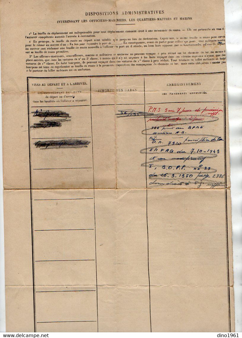 VP18.121 - MILITARIA - Marine Nationale - BREST X LORIENT 1952 - Document Concernant Le Matelot Fernand GUILLOU - Documentos