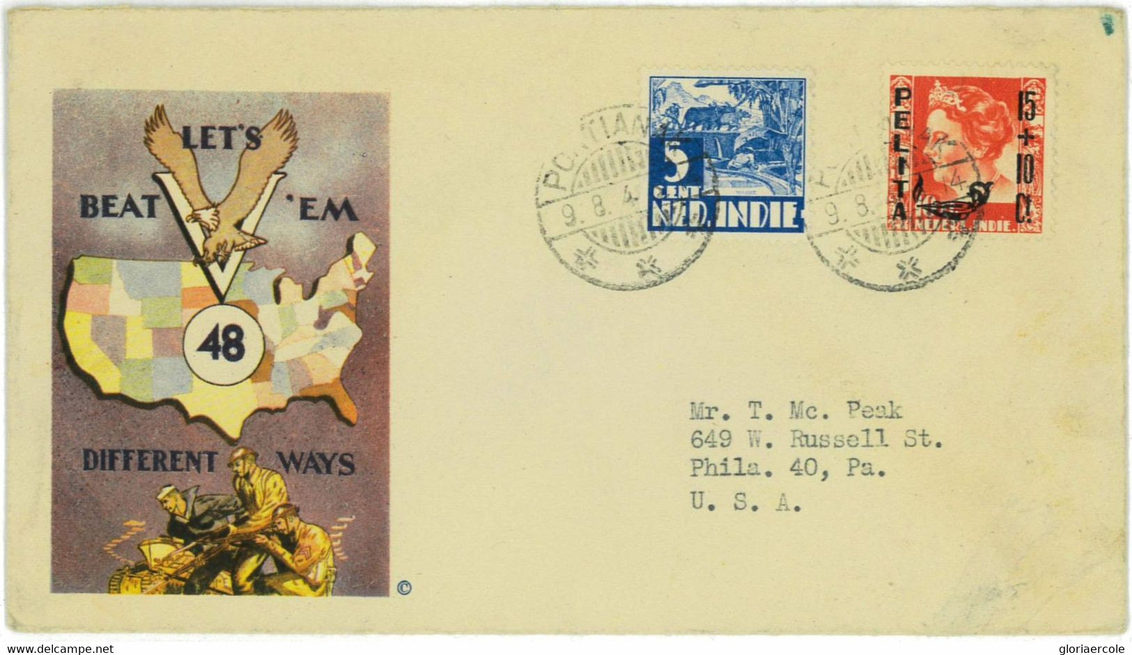 93658 - DUTCH INDIES Indonesia  POSTAL HISTORY - PROPAGANDA COVER To USA  1948 - Indes Néerlandaises