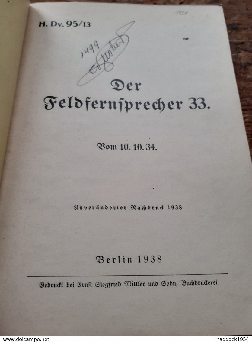 Der Feldfernsprecher 33 Giegfried Mittler 1938 - 5. Zeit Der Weltkriege