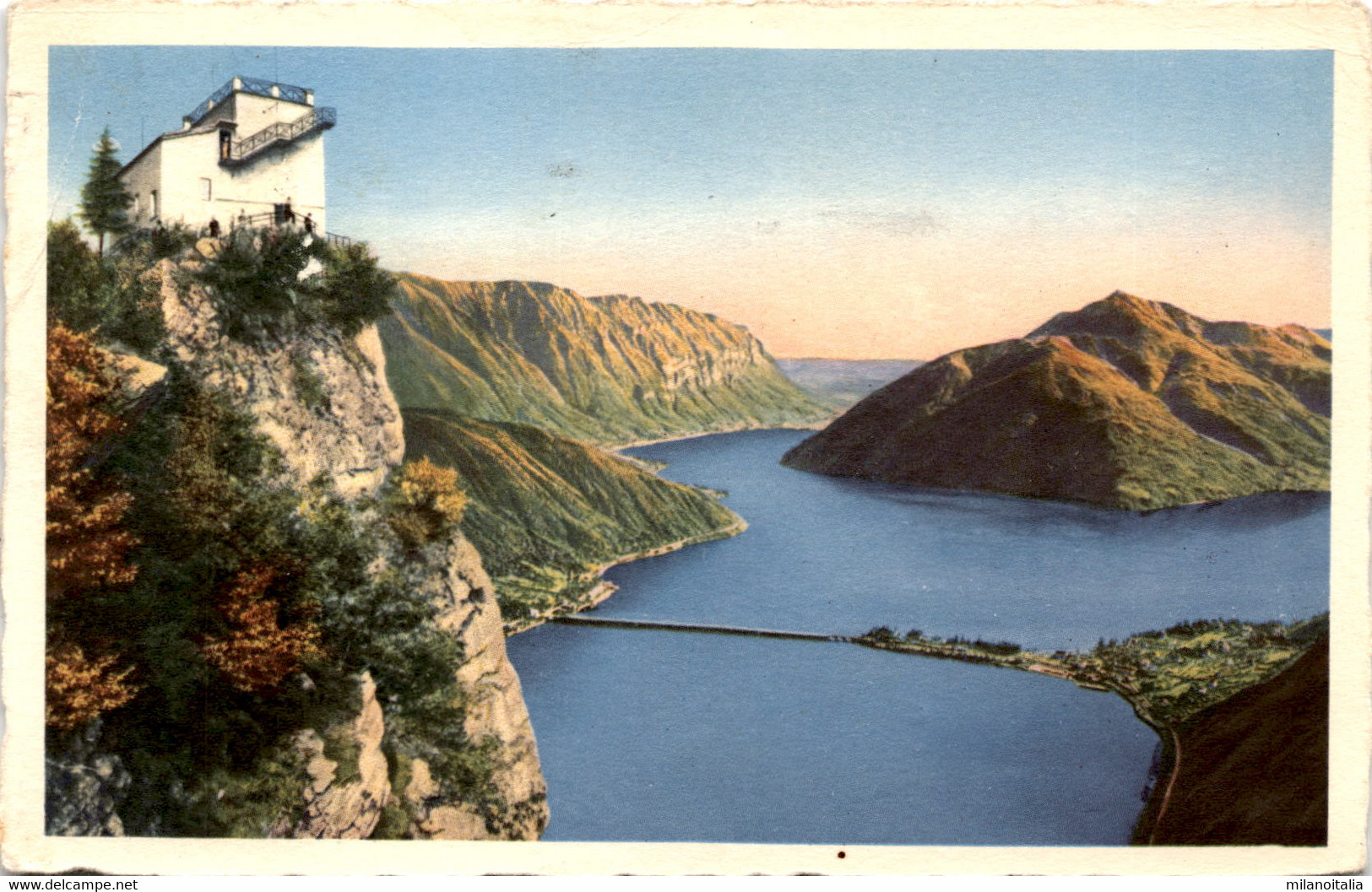 Monte S. Salvatore-Vetta - Vista Verso Il Ponte Di Melide (4079) * 29. 7. 1960 - Melide