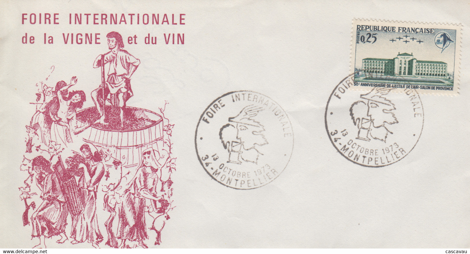 Enveloppe   FRANCE    Foire  Internationale  De  La   Vigne  Et  Du   Vin    MONTPELLIER   1973 - Bolli Commemorativi