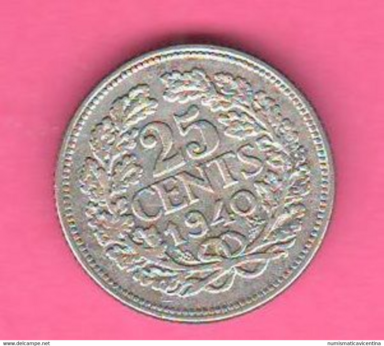 Olanda 25 Cents 1940 Wilhelmina Silver Coin Neherland Paesi Bassi War Coins - 25 Cent