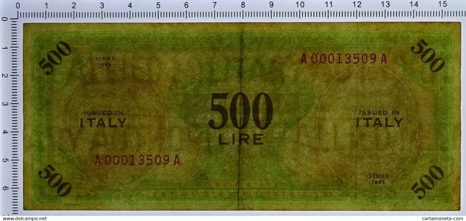 500 LIRE OCCUPAZIONE AMERICANA IN ITALIA MONOLINGUA BEP 1943 BB+ - Occupation Alliés Seconde Guerre Mondiale