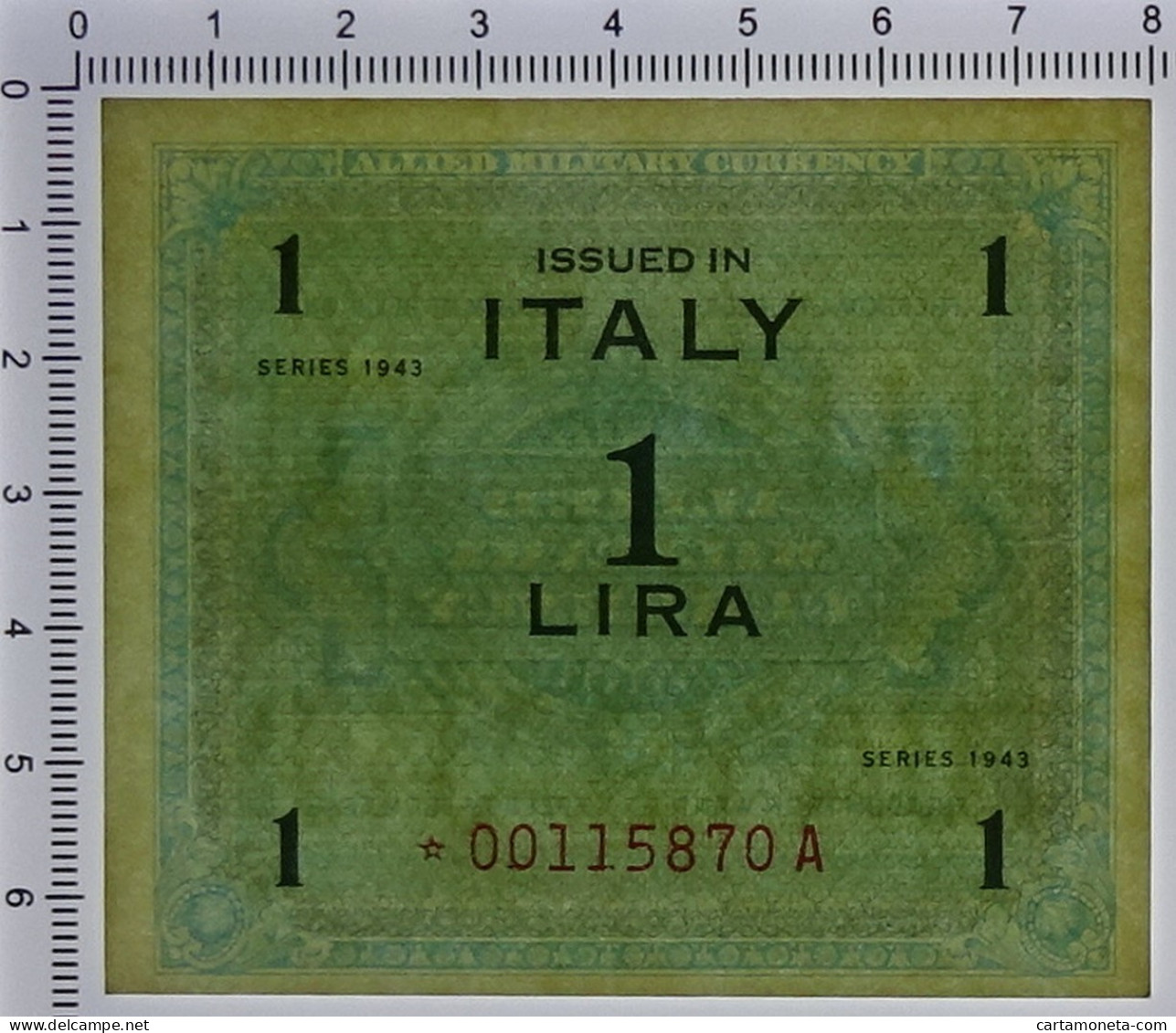 1 LIRA OCCUPAZIONE AMERICANA IN ITALIA MONOLINGUA ASTERISCO 1943 QFDS - Allied Occupation WWII