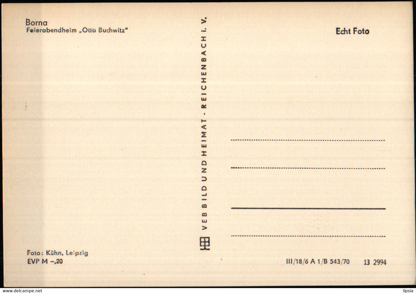 Borna, Feierabendheim Otto Buchwitz, Foto-Postkarte, Bild Und Heimat Reichenbach, Deutschland, Sachsen - Borna