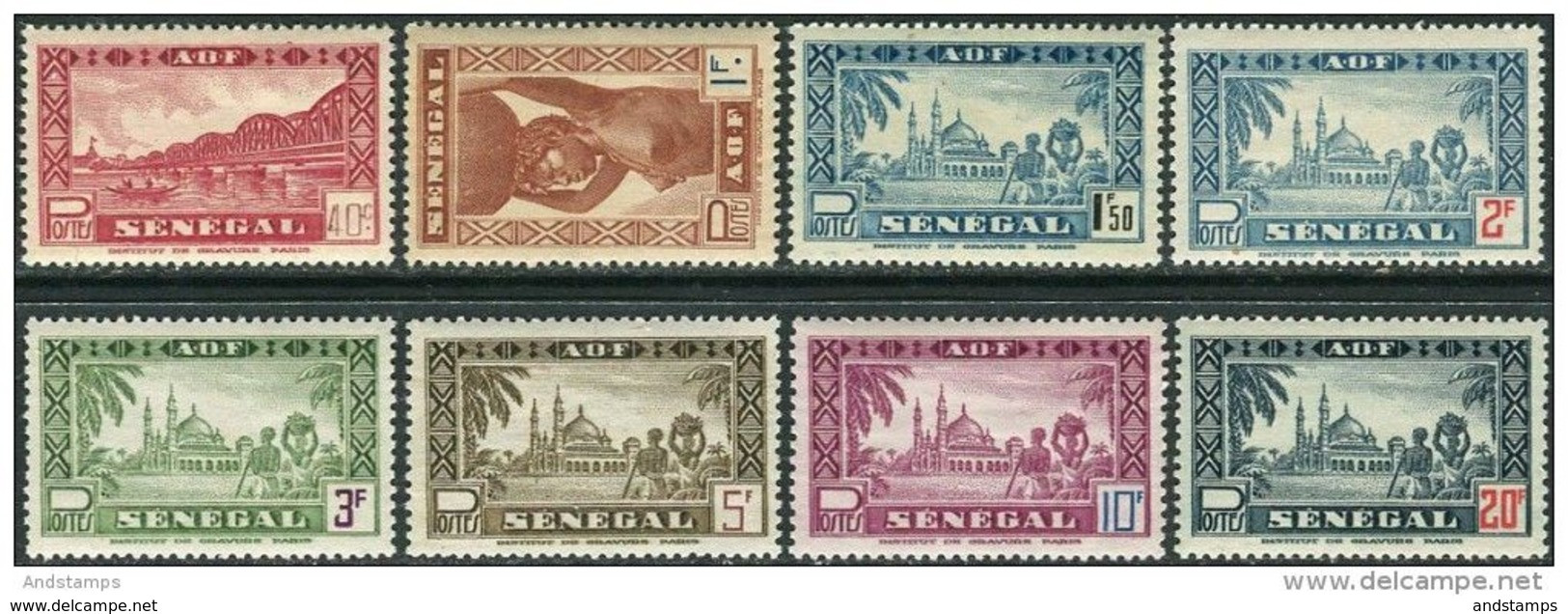 Senegal 1943/44. Mi.#214/21 MNH/Luxe. Architecture. Bridges. Djourbel Mosques (Ts15/48) - Ponts