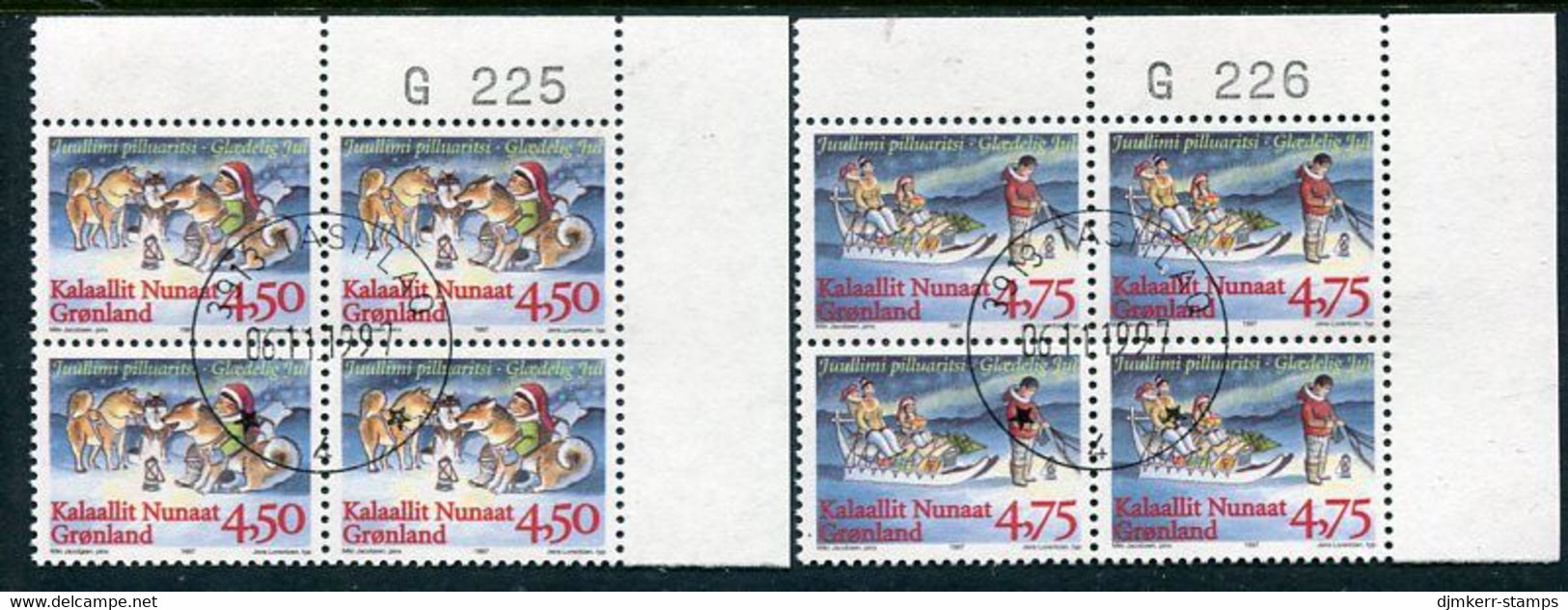 GREENLAND 1997 Christmas Blocks Of 4 Used.  Michel 313y-14y - Andere & Zonder Classificatie