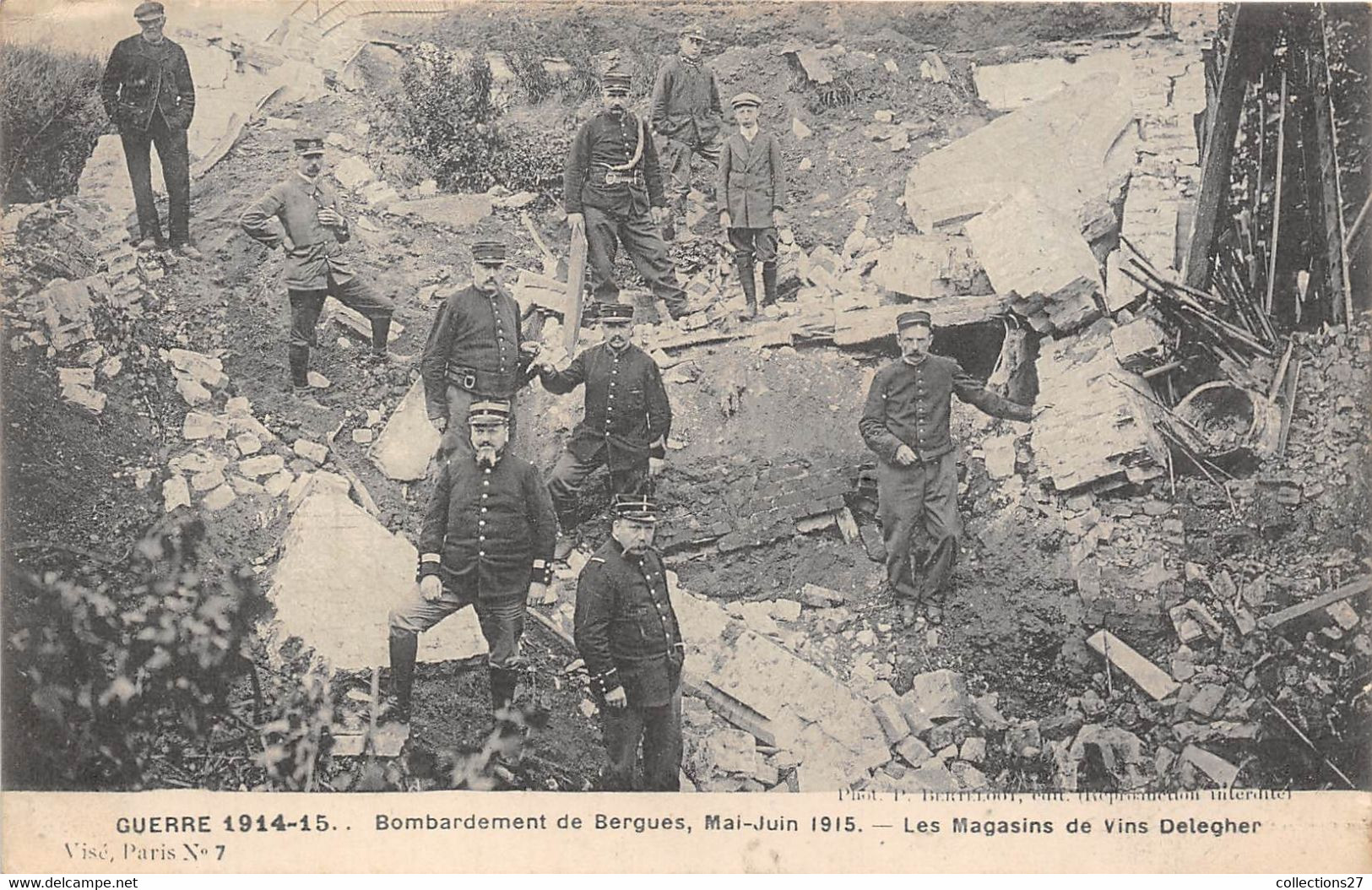 59-BERGUES- GUERRE15/15 BOMBARDEMENT DE BERGUES MAI-JUIN 1915 LES MAGASINS DE VIS DELEGHER - Bergues