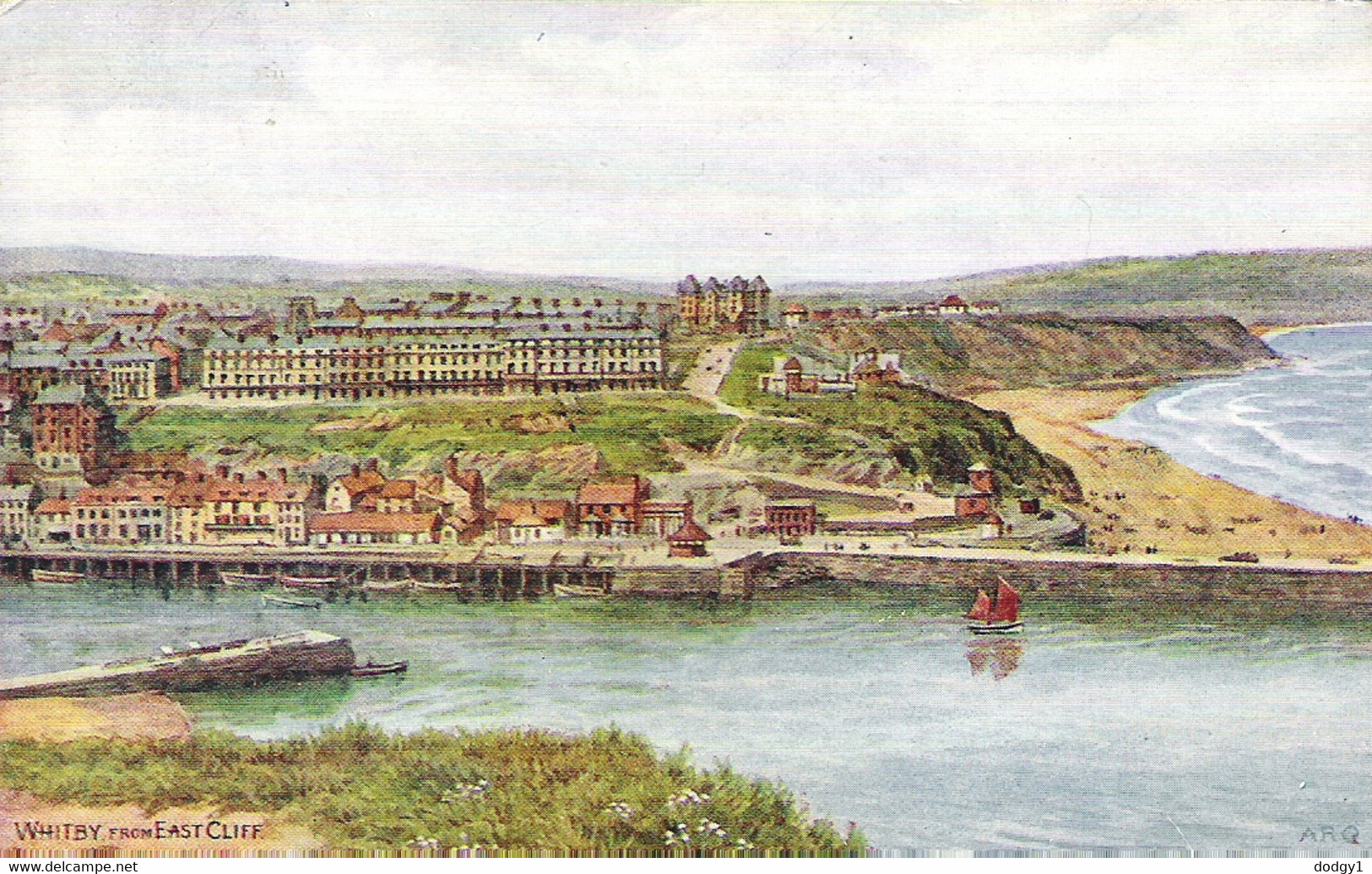 WHITBY FROM EAST CLIFF, YORKSHIRE, ENGLAND. USED POSTCARD Qw4 - Whitby