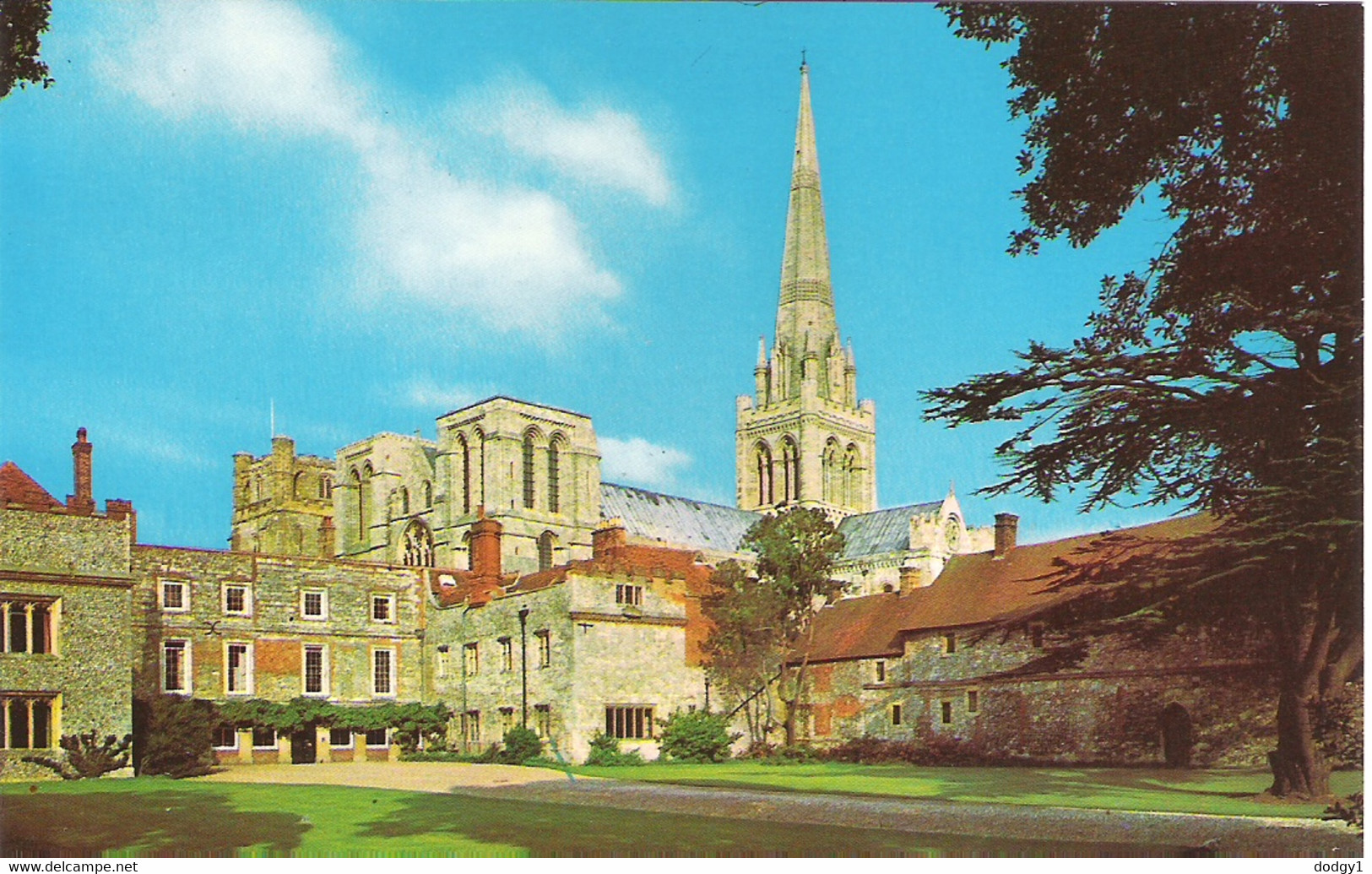 THE CATHEDRAL AND BISHOP'S PALACE, CHICHESTER, SUSSEX, ENGLAND. UNUSED POSTCARD Qw8 - Chichester