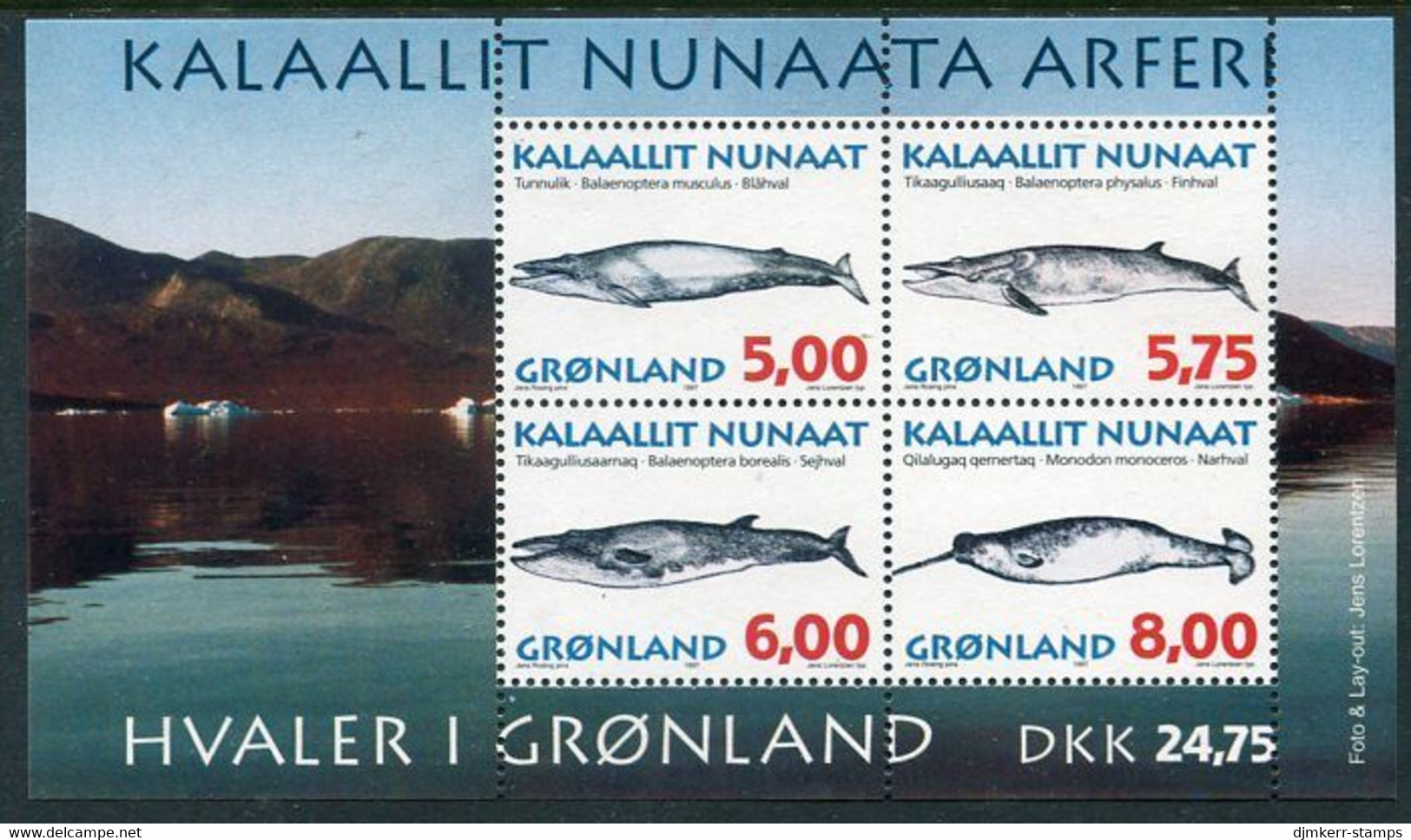 GREENLAND 1997 Whales II Block  MNH / **.  Michel Block 13 - Neufs