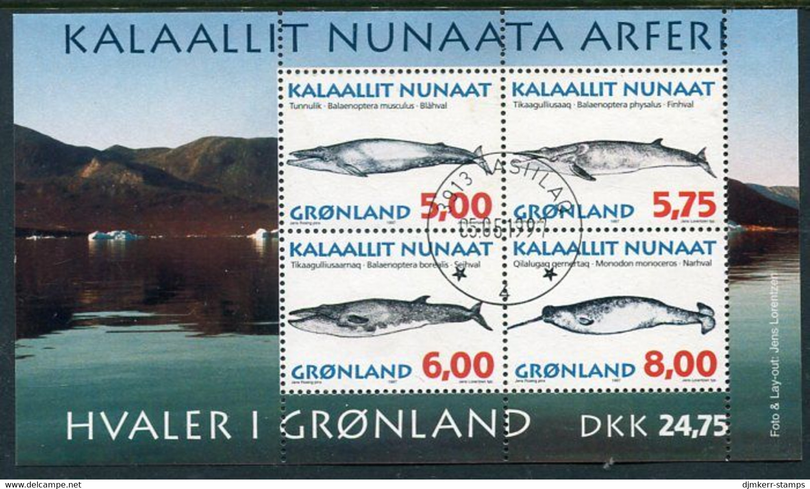 GREENLAND 1997 Whales II Block  Used.  Michel Block 13 - Gebruikt