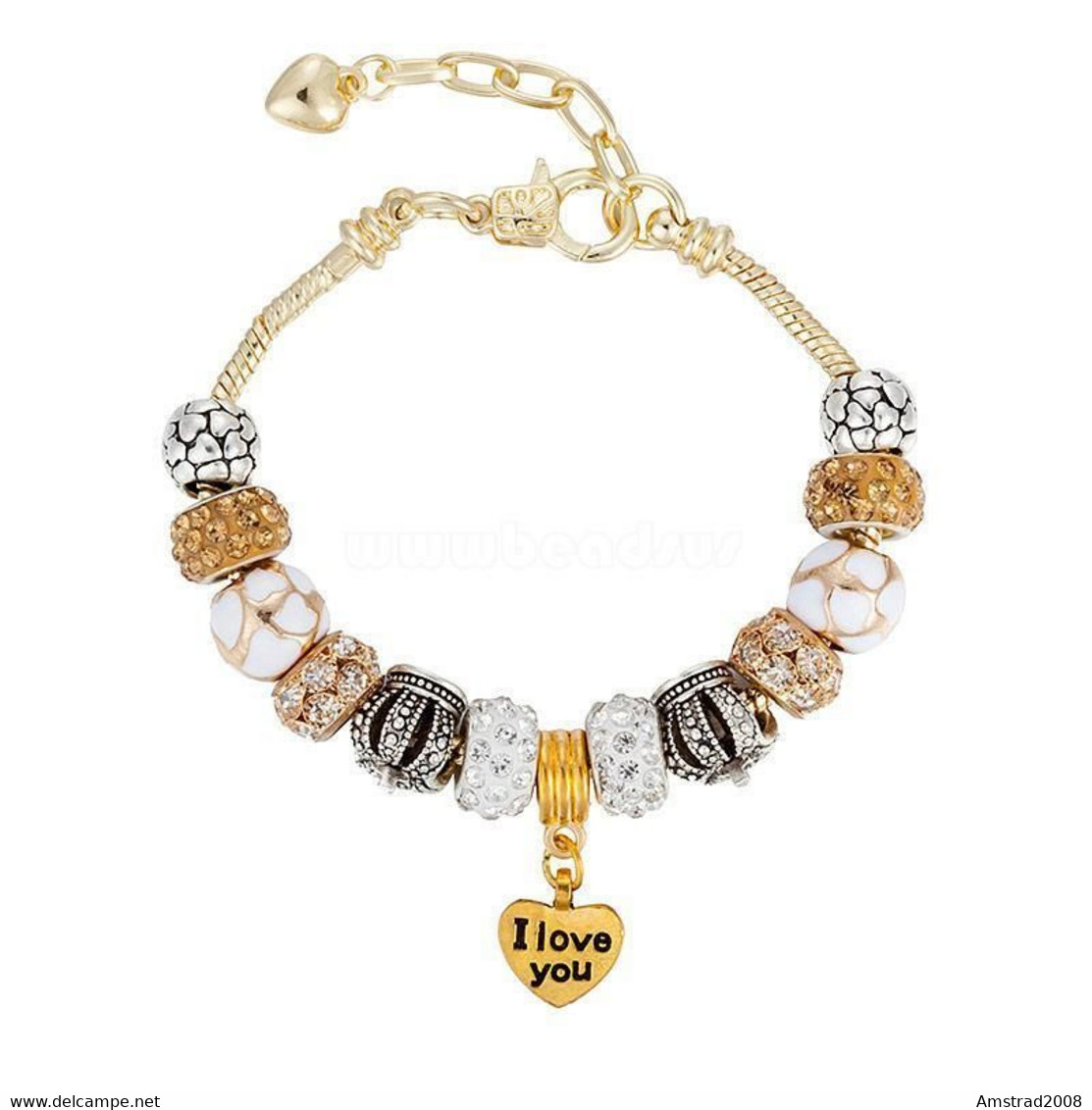 BRACCIALE TIPO MORELLATO VETRO CON CHARM COLORE D'ORATO E D'ARGENTATO MODA DONNA BRACELET S. VALENTINO SHARON W - Armbänder