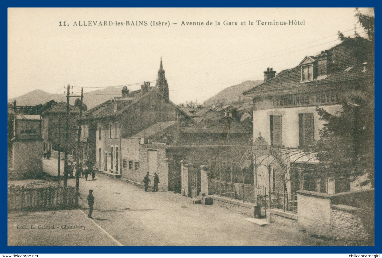 ALLEVARD Les BAINS - Avenue De La Gare Et Le Terminus Hôtel - Animée - Collection L. GRIMAL - Allevard