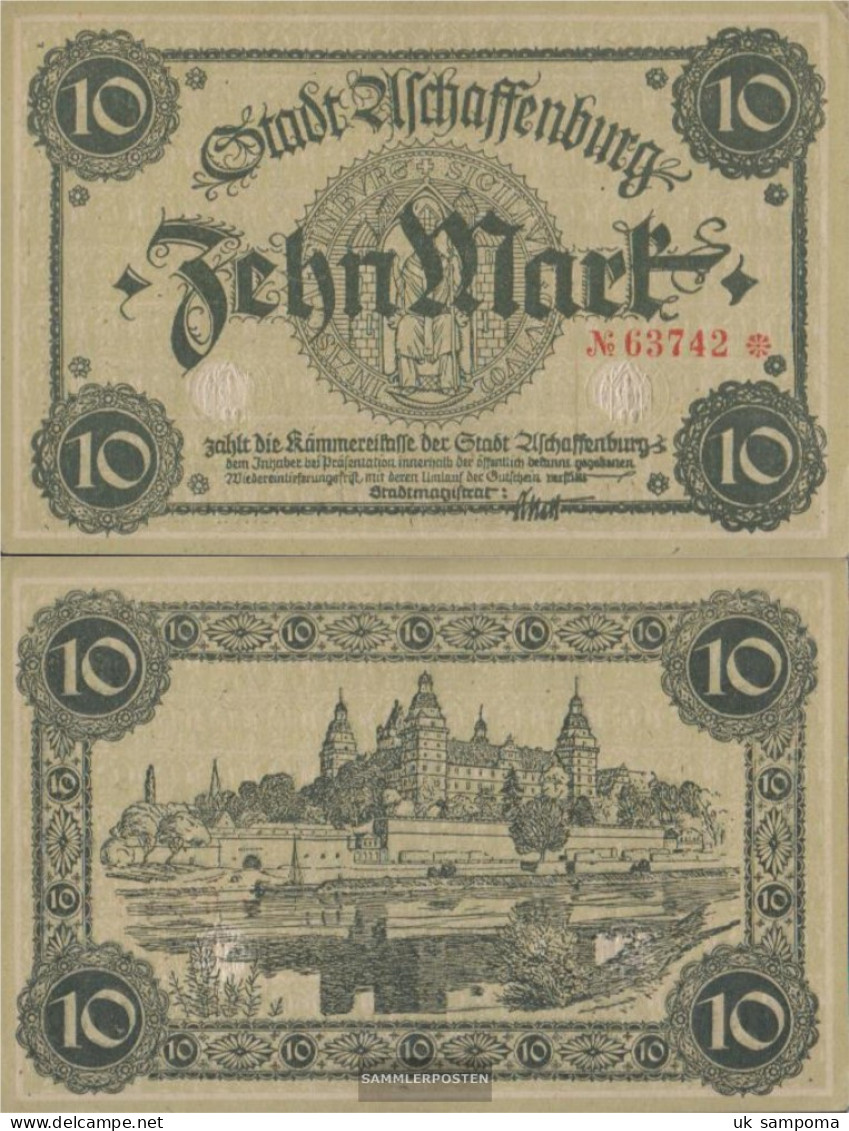 Aschaffenburg Notgeld: Notgeld City Aschaffenburg Used (III) 1918 10 Mark - 10 Mark