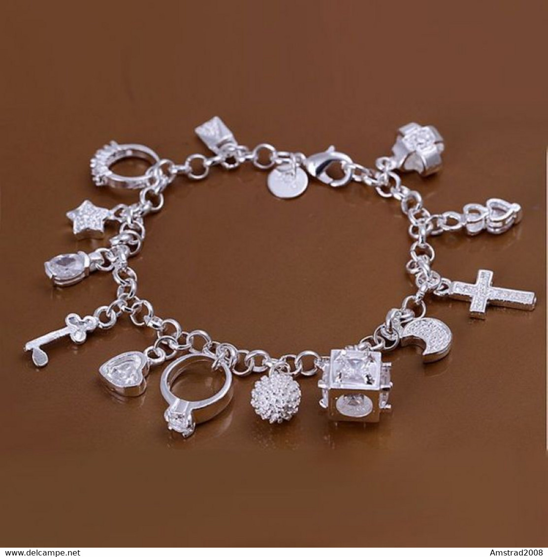 BRACCIALE COLRE ARGENTATOCON CHARM MODA DONNA BRACELET S. VALENTINO SHARON W - Armbänder