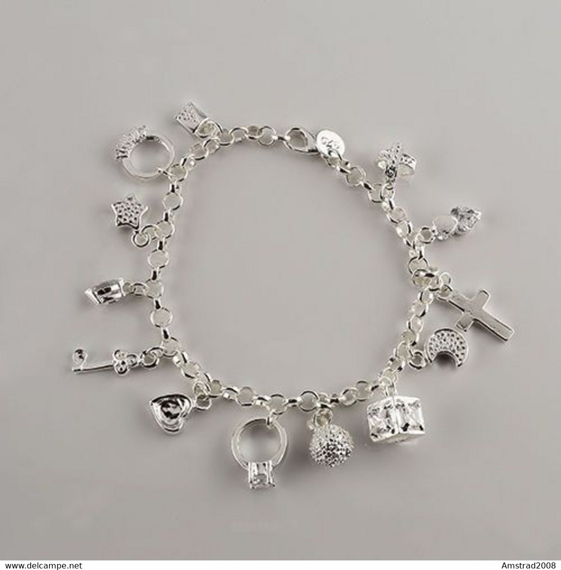 BRACCIALE COLRE ARGENTATOCON CHARM MODA DONNA BRACELET S. VALENTINO SHARON W - Pulseras