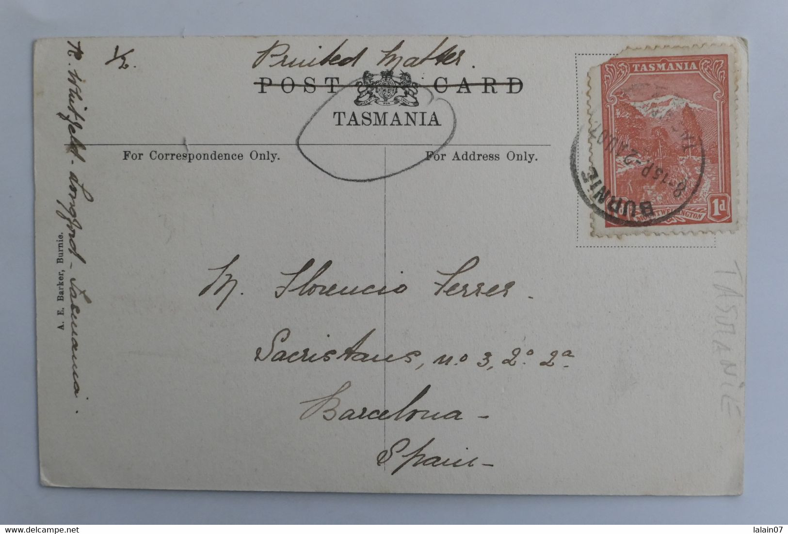 C. P. A. : Australia : Burnie From West,  Tasmania, Stamp In 1907 - Andere & Zonder Classificatie