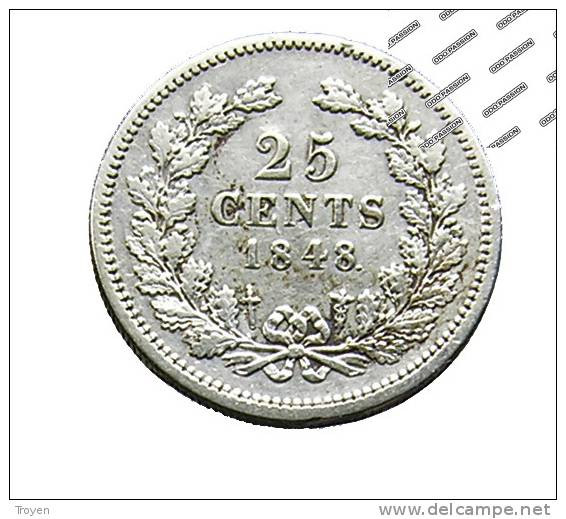 20 Cents - 1848 - Argent - TB+ - Tête à Gauche - 1840-1849: Willem II