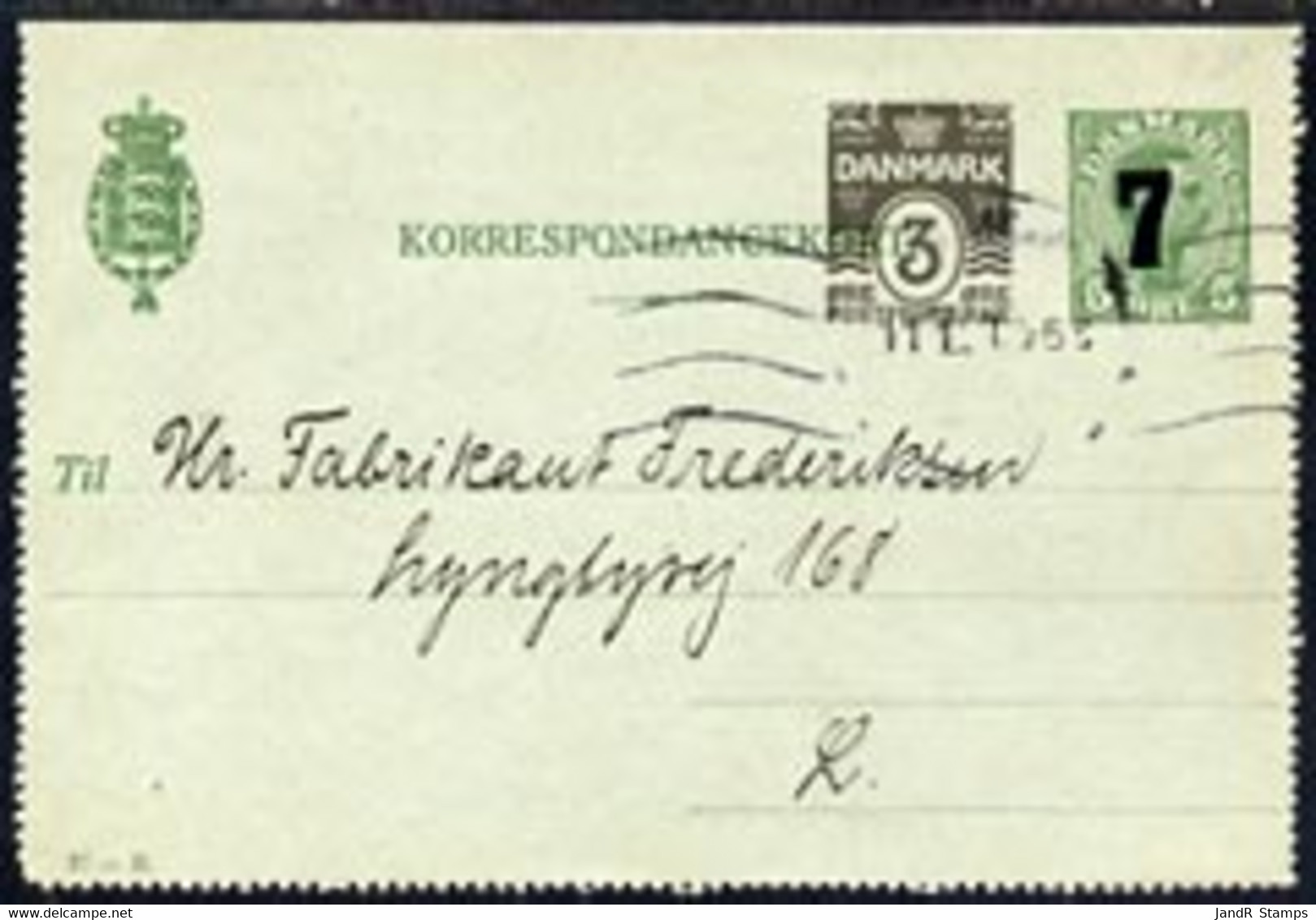 Denmark 1921 3ore Plus 7/5ore Postal Stationery Card Locally Used - Autres & Non Classés