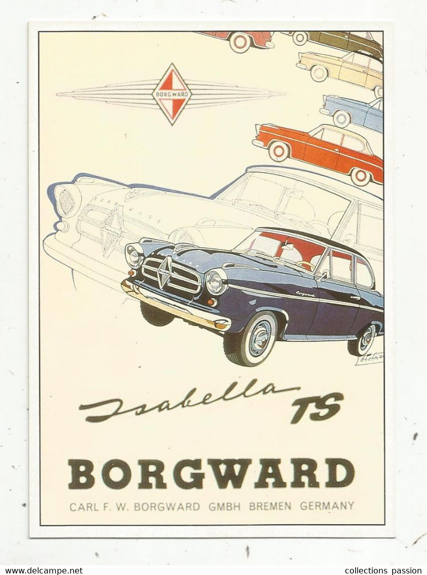 Cp , Publicité , Automobiles Isabella TS , BORGWARD ,  BREMEN ,Germany,  Vierge - Passenger Cars