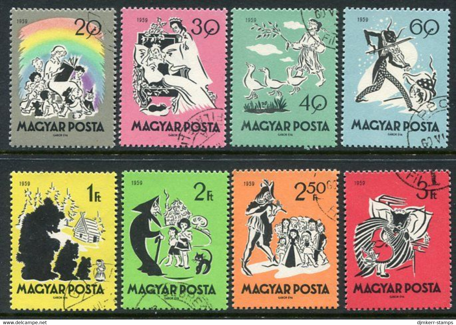 HUNGARY 1959 Fairy Tales Set Of 8 Used.  Michel; 1642-49 - Gebraucht