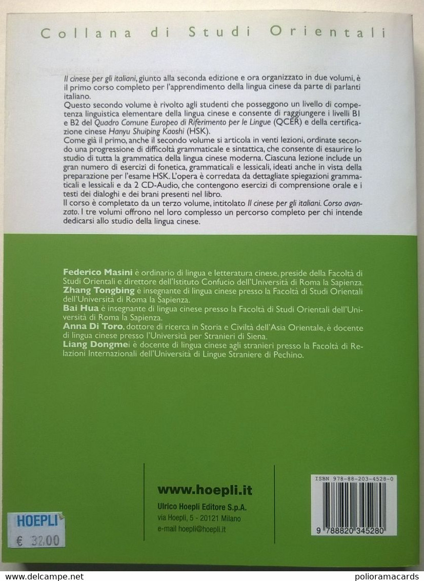 IL CINESE PER GLI ITALIANI Corso Intermedio VOL. 2 Con 2 CD AUDIO HOEPLI - Taalcursussen