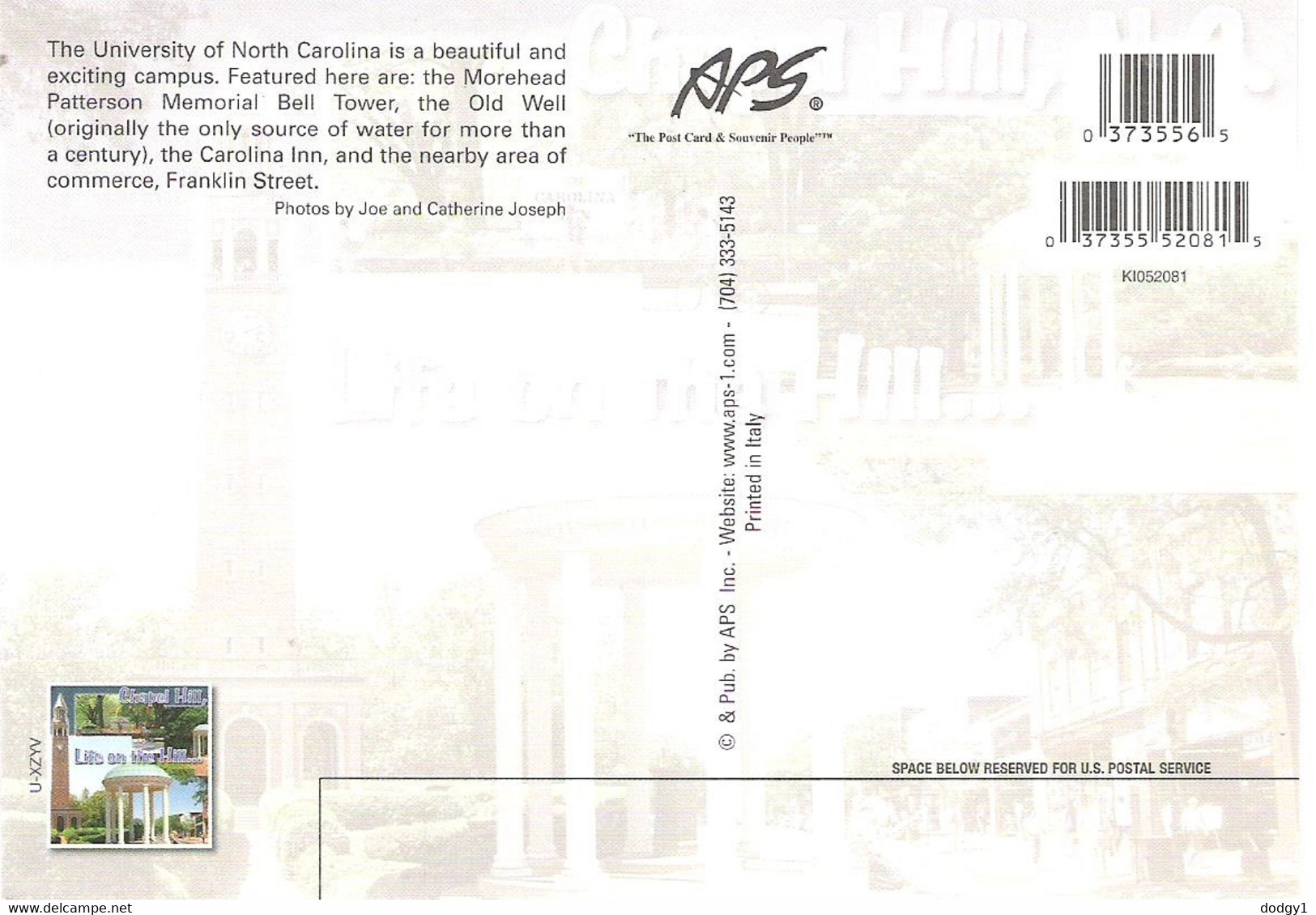 CHAPEL HILL, NORTH CAROLINA, UNITED STATES. UNUSED POSTCARD R9 - Chapel Hill