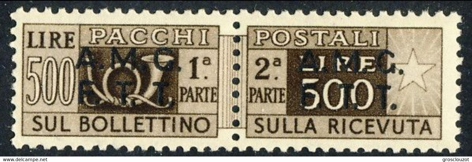 Trieste Pacchi 1947 - 48 Sass. N. 12 L 500 Bruno Scuro ** MNH Catl € 250 Firmato A. Diena - Postpaketen/concessie