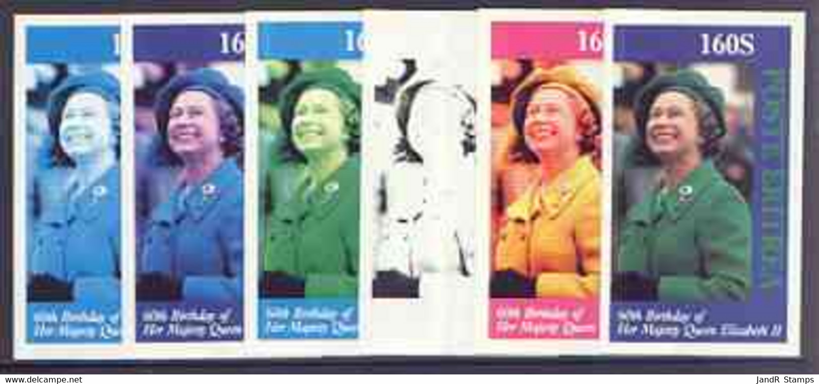 Eritrea 1986 Queen's 60th Birthday Imperf Souvenir Sheet (160s Value) The Set Of 6 Progressive Proofs Comprising Single - Erythrée