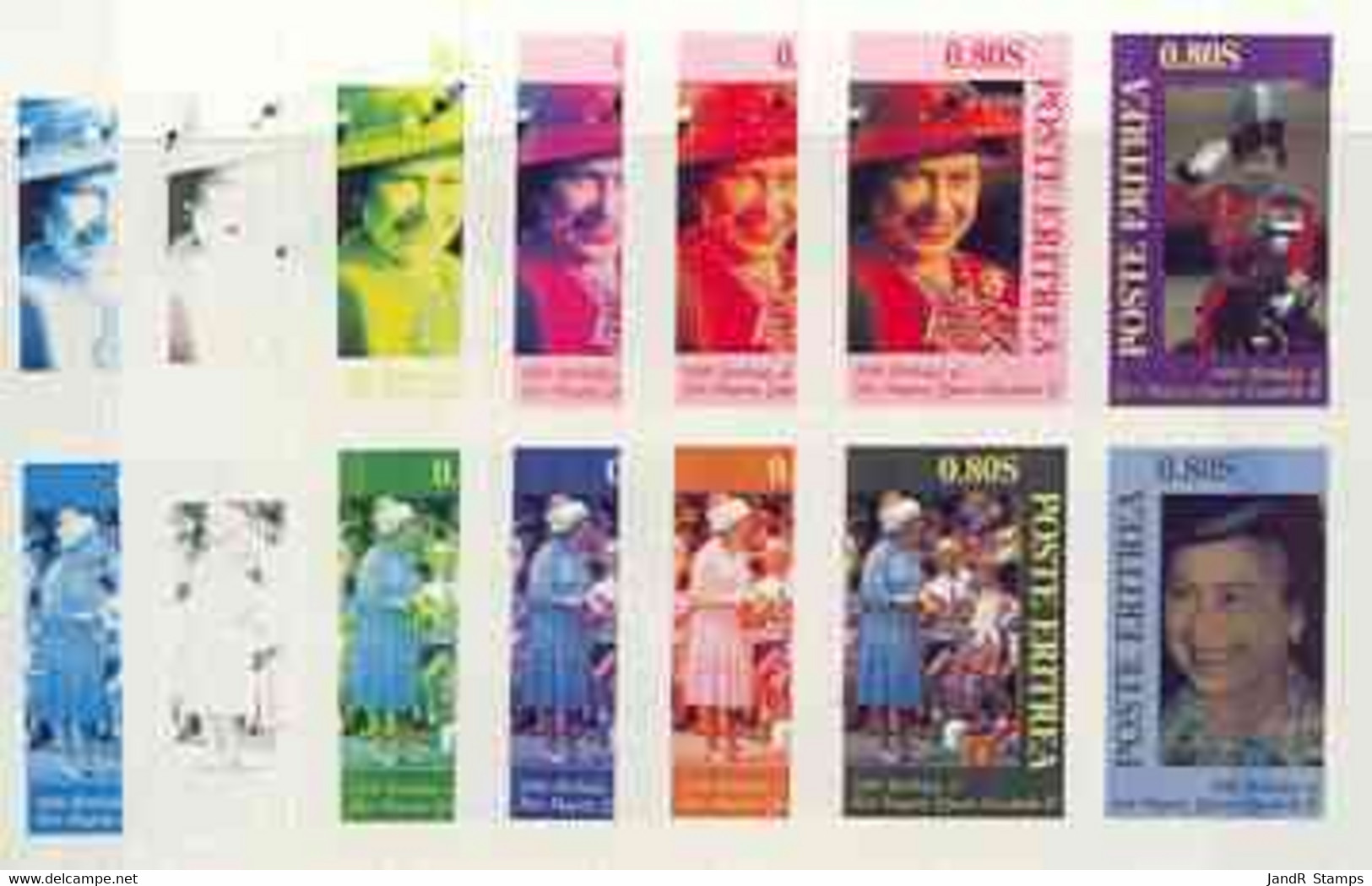 Eritrea 1986 Queen's 60th Birthday Imperf Sheetlet 4 Values, The Set Of 6 Progressive Proofs Comprising Single Colour, 2 - Eritrea